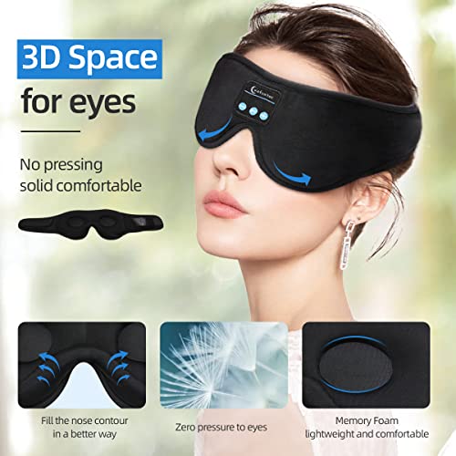 Sleep Mask Bluetooth Headphones, 3D Sleep Eye Mask with White Noise Machine, Wireless Music Weighted Sleep Headphones for Side Sleepers Insomnia Meditation Travel, Cool Gadgets for Women Man, Black… - Thumbnail 4