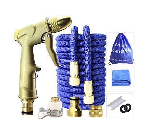 SS Faucet Retractable water pipe Hose Expandable garden Hose, magic Hose, With Solid Brass Fittings and Multiple Pattern Nozzles, Blue (Size : 30m)