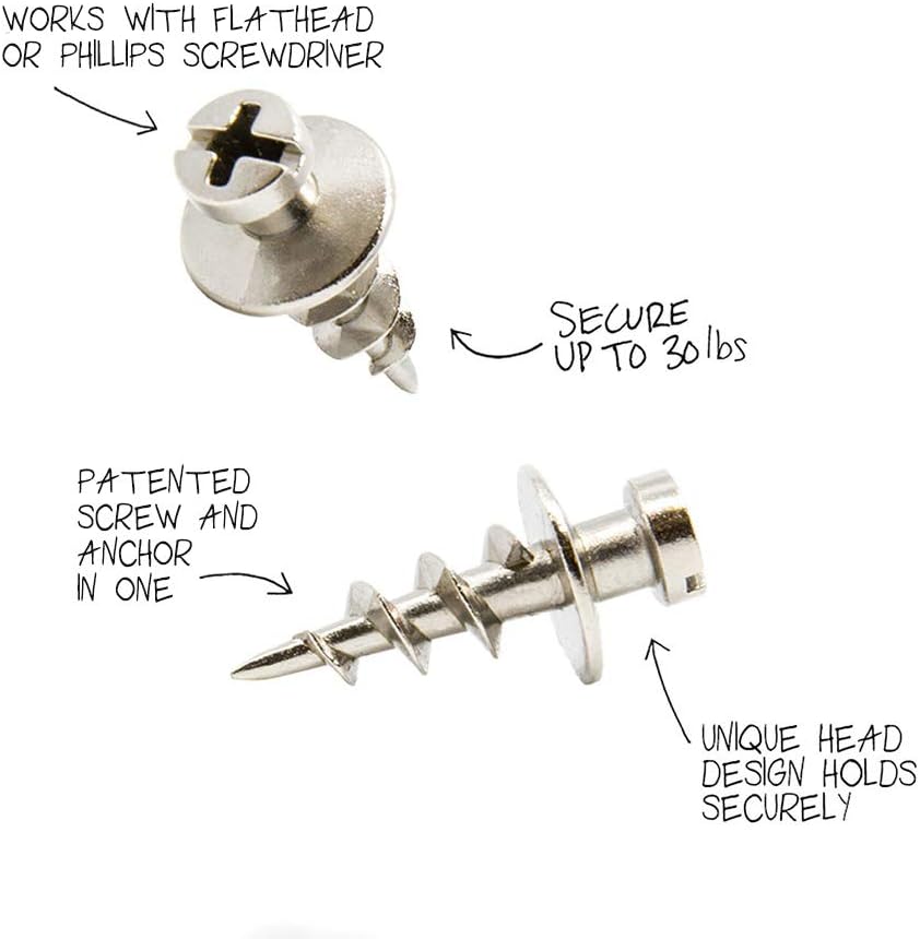 Under The Roof Decorating | DécoScrews™ | Nickel | 14 pc Project Pack | 30 lb | Picture Hanging Screw |