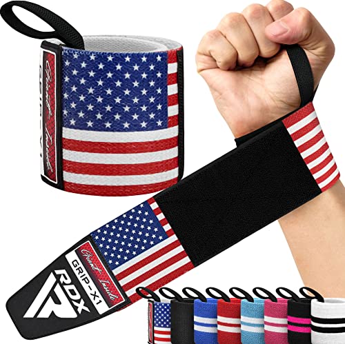 RDX Weight Lifting Wrist Wraps Support, IPL USPA Approved, Elasticated Pro 18” Cotton Straps, Thumb Loop, Powerlifting Bodybuilding Fitness Strength Gym Training WOD Workout, Gymnastics