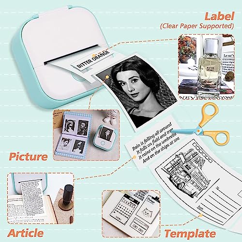 Mini Pocket Printer, New Upgrade Fast Printing Portable Mini Thermal Printer, Wireless Bluetooth Photo Printer Portable Sticker Printer Diy Scrapbook (White) #TOP2