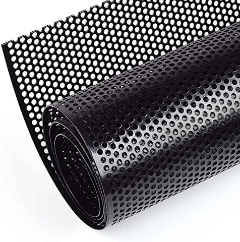 AggAuto Universal 40"x13" Car Grill Mesh - Aluminum Alloy Automotive Grille Insert Bumper Perforated Metal Sheet Round Hole 4mm, One of the Most Multifunctional Shape Grids 100x33cm Black