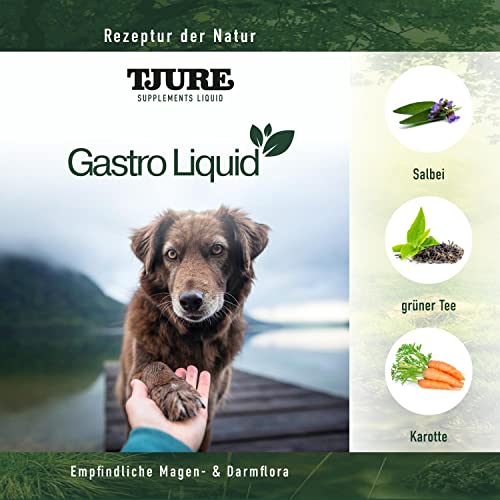 TJURE Gastro Liquid für Hunde | 500 ml | Ergänzungsfuttermittel zur Unterstützung der normalen Verdauung | Mit Blutwurz, Heidelbeerblättern & Gänsefingerkraut | Made in Germany