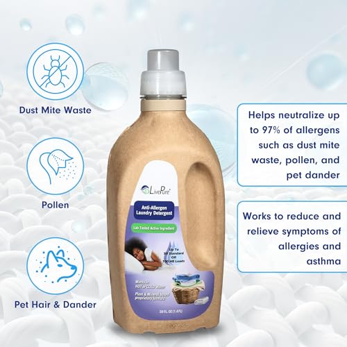 Image of LivePure Anti-Allergen 50 OZ Laundry Detergent for Dust Mites, Pet Dander, Allergies.