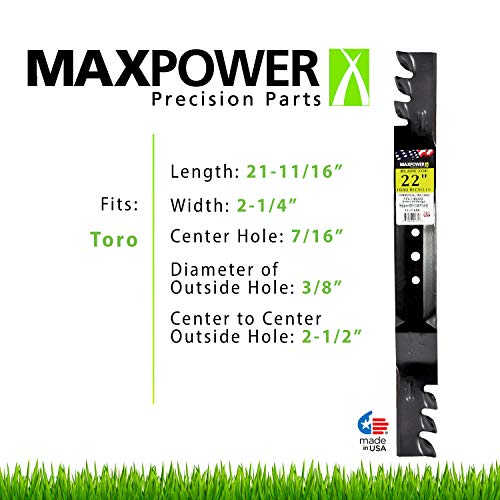 MaxPower 331376XB Commercial Mulching Mower Blade Replaces OEM no. 108-9764-03,131-4547-03, black - Image 3