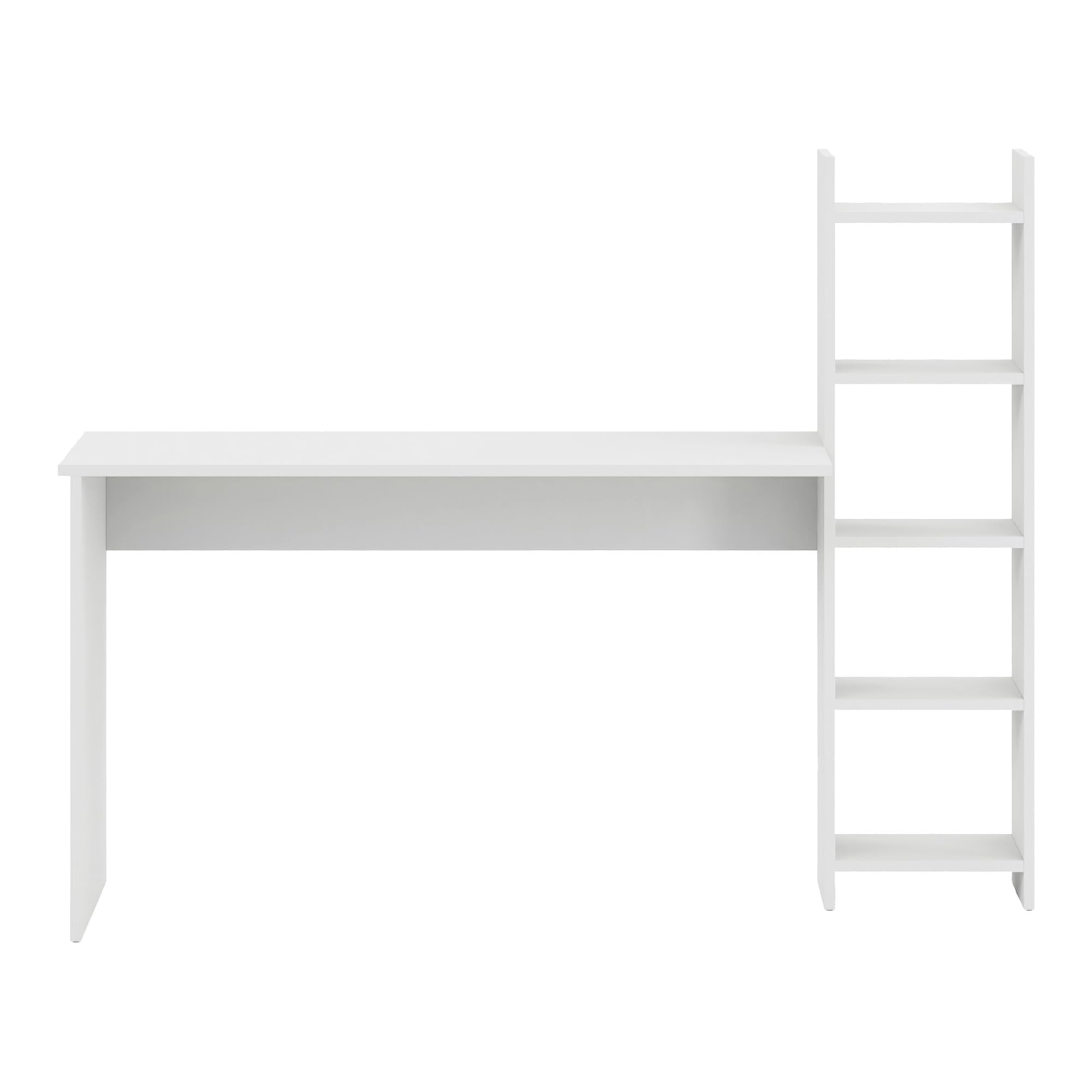 [en.casa] Scrivania con Scaffale Integrato Tavolo da Ufficio Studio con Piano 120 x 45 cm e Ripiani Laterali Postazione PC Lavoro con Scomparti Aperti per Archiviazione - Bianco