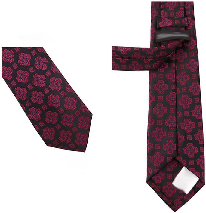Red Tie Men's Business Casual Small Flower Pattern Polyester Silk