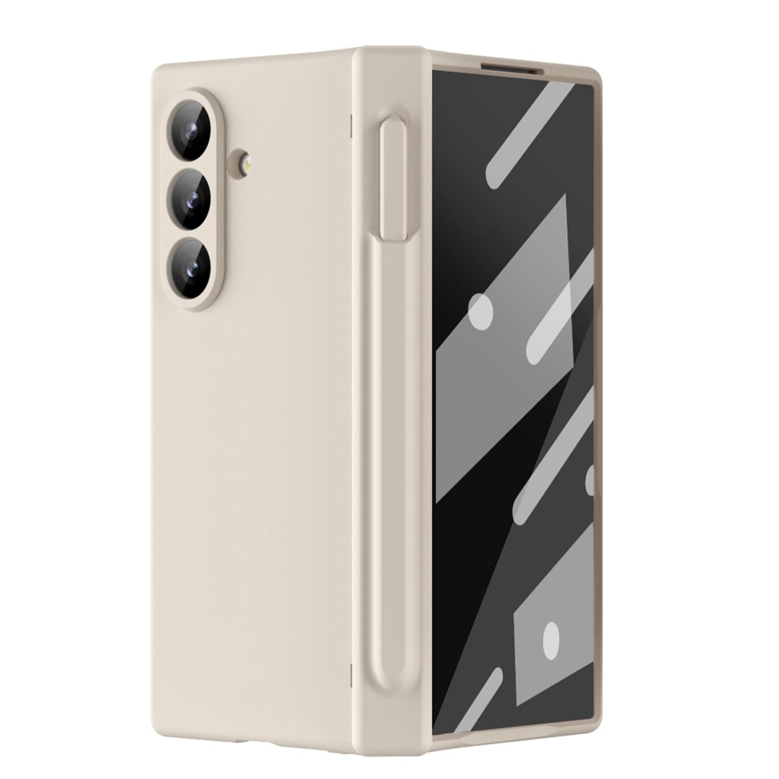 Minimalistyczne etui do Samsung Galaxy Z Fold 7, odporna na wstrząsy osłona obiektywu aparatu z przegródką na długopisy, biały, Z Fold 7