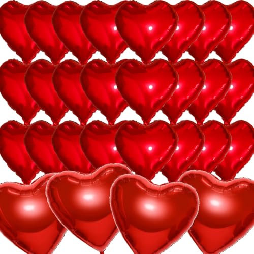 Tsoifu 28Pcs Red Heart Balloons, Big Heart Shaped Balloons 18 Inch 32 Inch Valentines Day Decorations