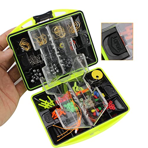 184 Pcs Freshwater Fishing Tackle Kit Portable Starter Kids Basic Fishing Accessories Box Including Jig Hooks, Beads, Sinker Slides, Fishing Swivels Snaps