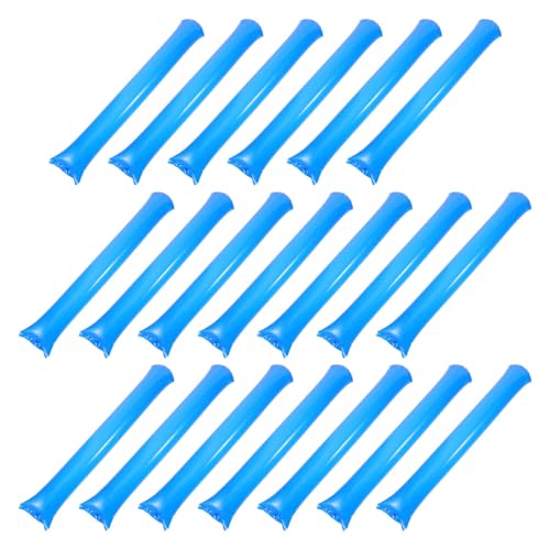 Gogogmee 20pcs Thunder Sticks Plastic Inflatable Noisemakers Cheerleading (Blue) - Blow Up Clapper Hand with Safe Round Edge for Football Cheering Sport Team Spirit