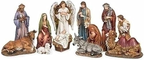 Juego de 12 Belén de Navidad rojo y blanco de 19 pulgadas