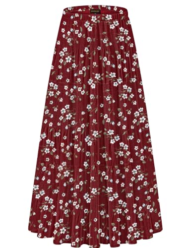 Image of NASHALYLY Women's Chiffon Elastic High Waist Pleated A-Line Maxi Skirts