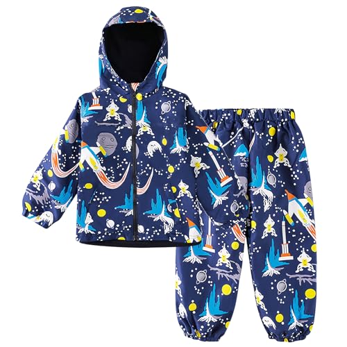 Image of LZH Toddler Boys Girls Raincoat Waterproof Hooded Rain Jacket Pants Suit