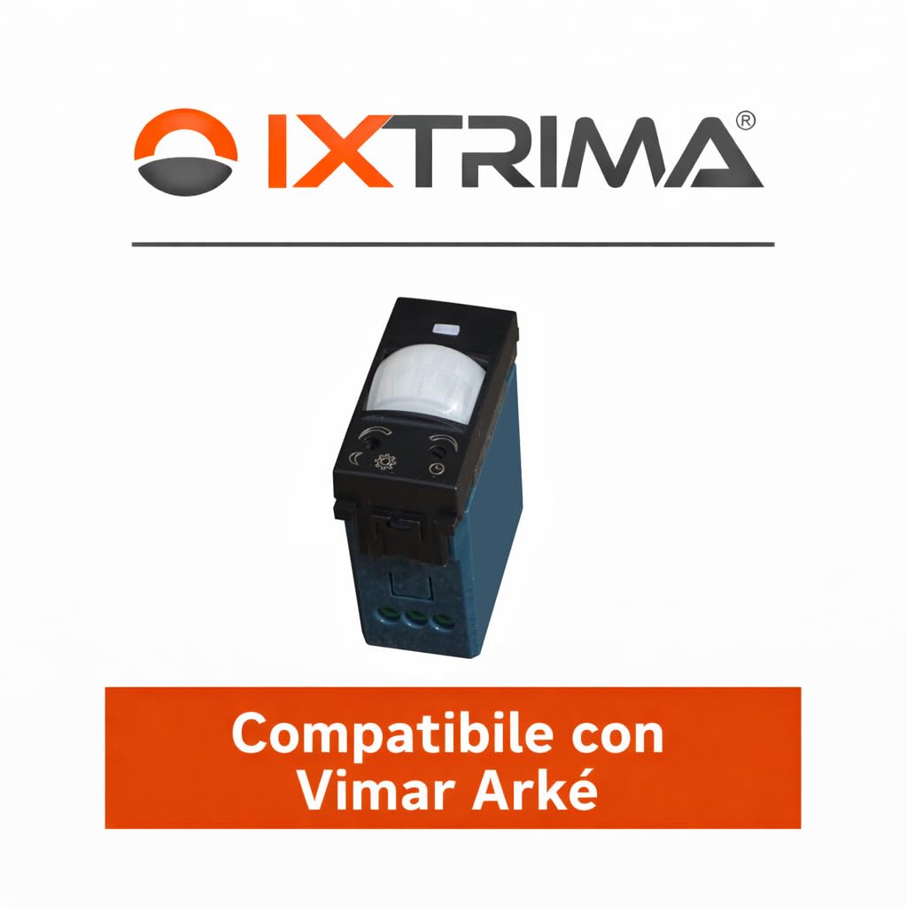 Sensore di movimento crepuscolare 1 modulo per luci, PIR da incasso compatibile Vimar Arkè, colore nero