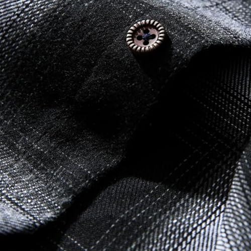 Mens Lattice Flannel Shirts Long Sleeve Button Down Plaid Shirt Tops Fall Checked Shacket Lightweight Blouses4