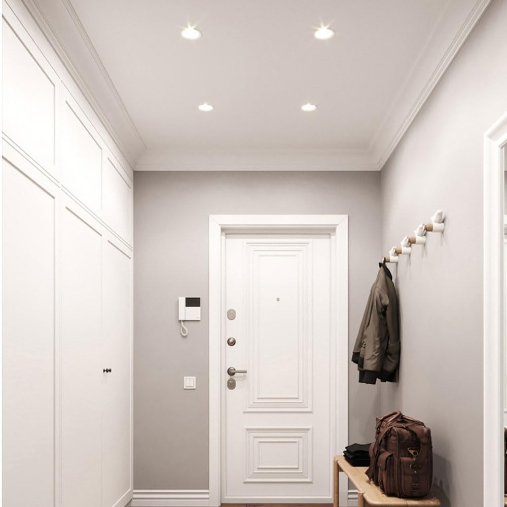 Paquete de 2 lámparas LED empotrables para Techo, 3000K-6000K Lámpara de Techo empotrable Moderna para Cocina, Downlight LED Redondo para lavandería, Dormitorio, pasill,6000K-9W