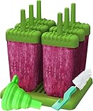 Ozera Reusable Popsicle Molds Ice Pop Molds Maker - Set of 6 - With Silicone Funnel & Cleaning Brush - Green