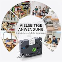 6x XemaX Schriftband Kompatibel für Brother P-touch Bänder TZe-231 TZe 12mm 0,47'' Etikettenband für Brother Beschriftungsgerät PT-1010 H105 D600 H100R H110 H101C H100LB H200 D400, Schwarz auf Weiß – Ansicht 6