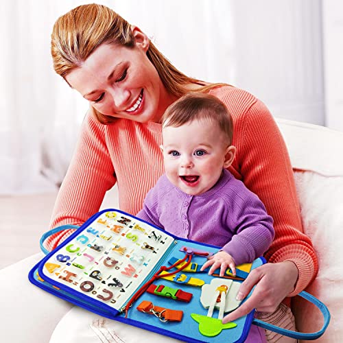 Busy Board Juguetes Montessori, Tablero Ocupado para Niños de 1 2 3 años, Aprende a Vestir Habilidades Motoras Finas Aprendizaje di Alfabeto e Numeri