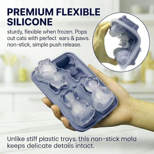 Molde de silicona para cubitos con forma de gato 3D miniatura 4