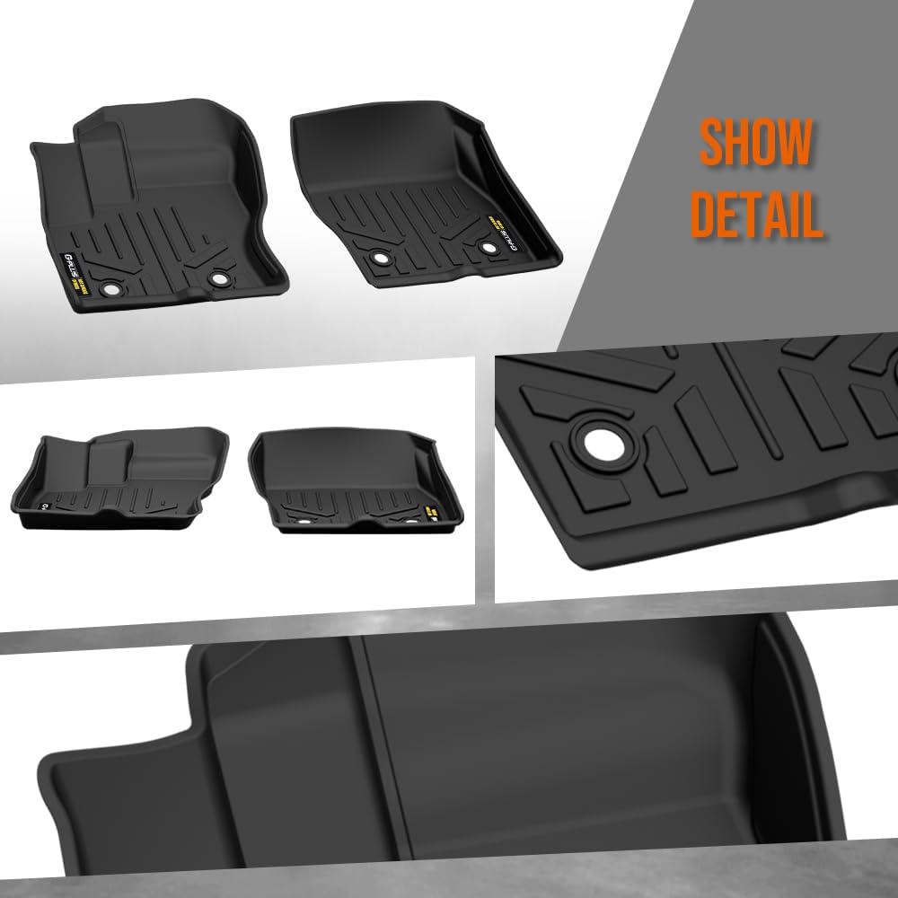 G-PLUS Floor Mats Fit Ford Transit Connect 2014-2021(Only Fit with Vinyl Flooring and Floor Posts) All Weather Protection TPE Floor Cargo Liners Accessories Waterproof 1st Row Black 2PCS - Image 9