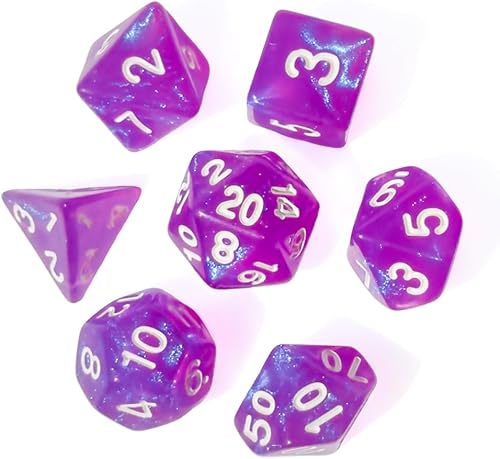Vista 27 de DND - Juego de 7 dados poliédricos pastel únicos para D&D, Calabozos y Dragones, juegos de rol, RPG, accesorios MTG - Juego de sistema D20