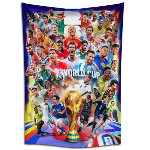 IDOLUSTER 2026 World Cup Poster Soccer Superstar Group Photo Tapestry Poster For Kids Fans Bedroom...