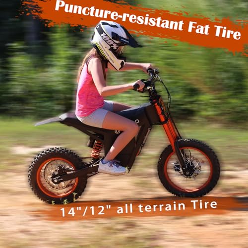 Image of IGC Tuttio Soleil01 Electric Mini Bike for Adults & Teens - 37MPH 14 inch /12 inch Tire Fat Tire Outdoor Ebikes with 2000W & 21AH, 3-Speed Modes Off-Road Motorcycle, 18-43 Miles Range Electric Dirt Bike