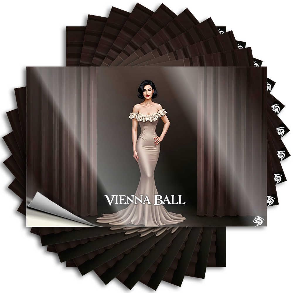 Fzfn Colour Cool Bumper Lettering Sticker | Vienna Ball: Elegance In Off-The-Shoulder Gown Happy For Thankful Decor(12X18cm)
