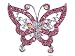 Alilang Adjustable Silvery Tone Iridescent Pink Rhinestones Butterfly Heart Ring