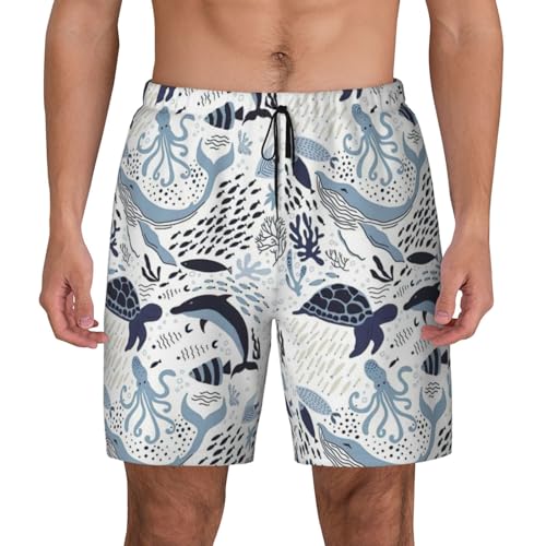 Traje de baño para hombre de secado rápido bañador transpirable con estampado de océano