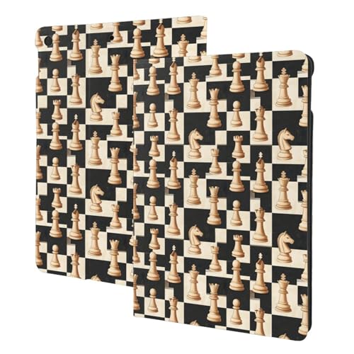 Housse iPad 10.2 avec fonction veille automatique et motif échecs
