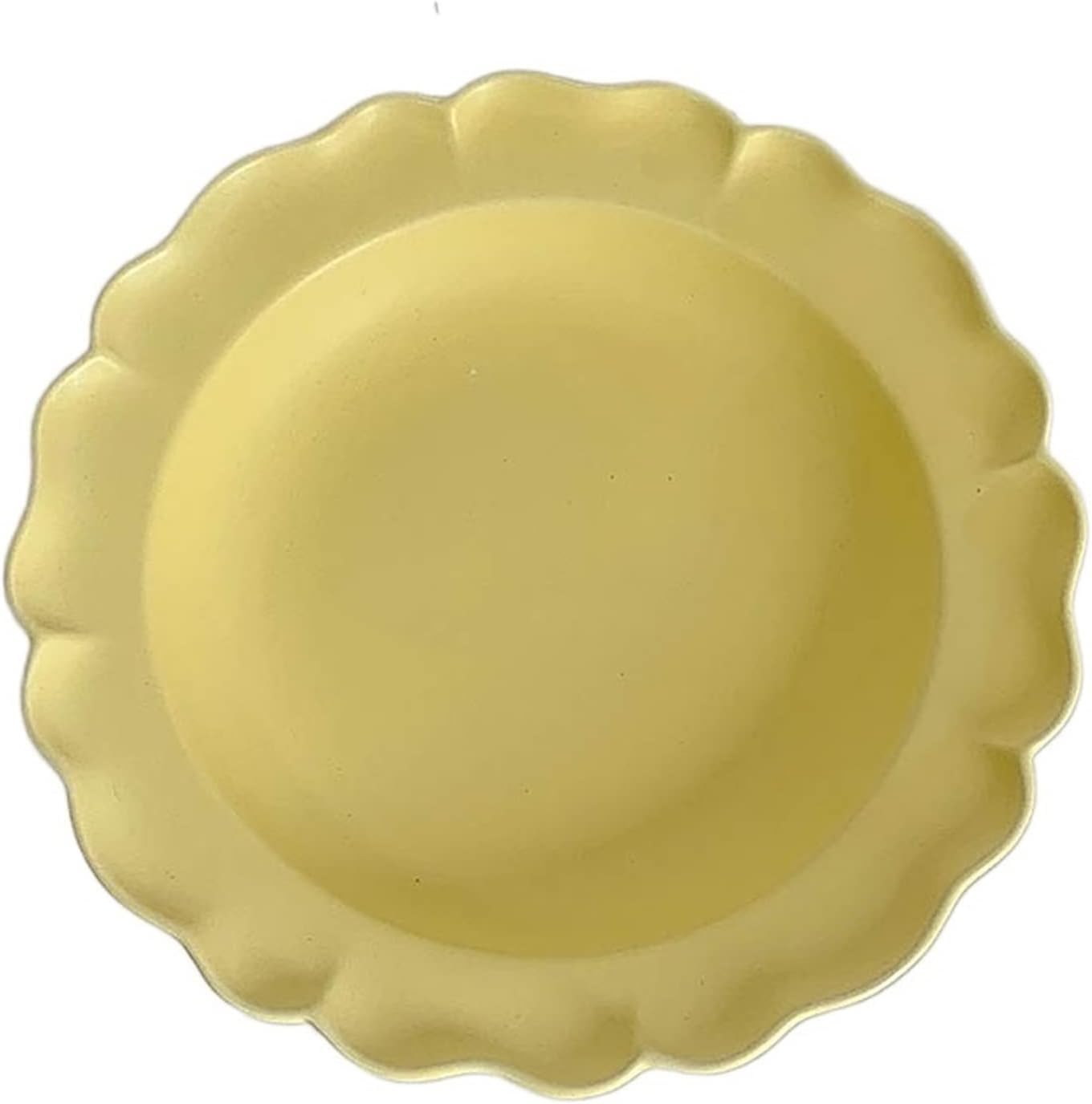 Dessert Plates Vintage Dining Plate Cream Yellow Pure White Flower Edge Plate Breakfast Plate Dessert Plate Fruit Salad Plate Deep Plate Pasta Plates Salad Plates (Yellow)