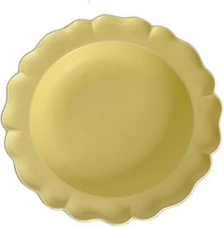 Platos para la cena Plato de comedor Vintage, plato con borde de flor blanca pura, amarillo crema, plato de desayuno, plato de postre, plato de ensalada de frutas, plato hondo Platos para servir(Yello