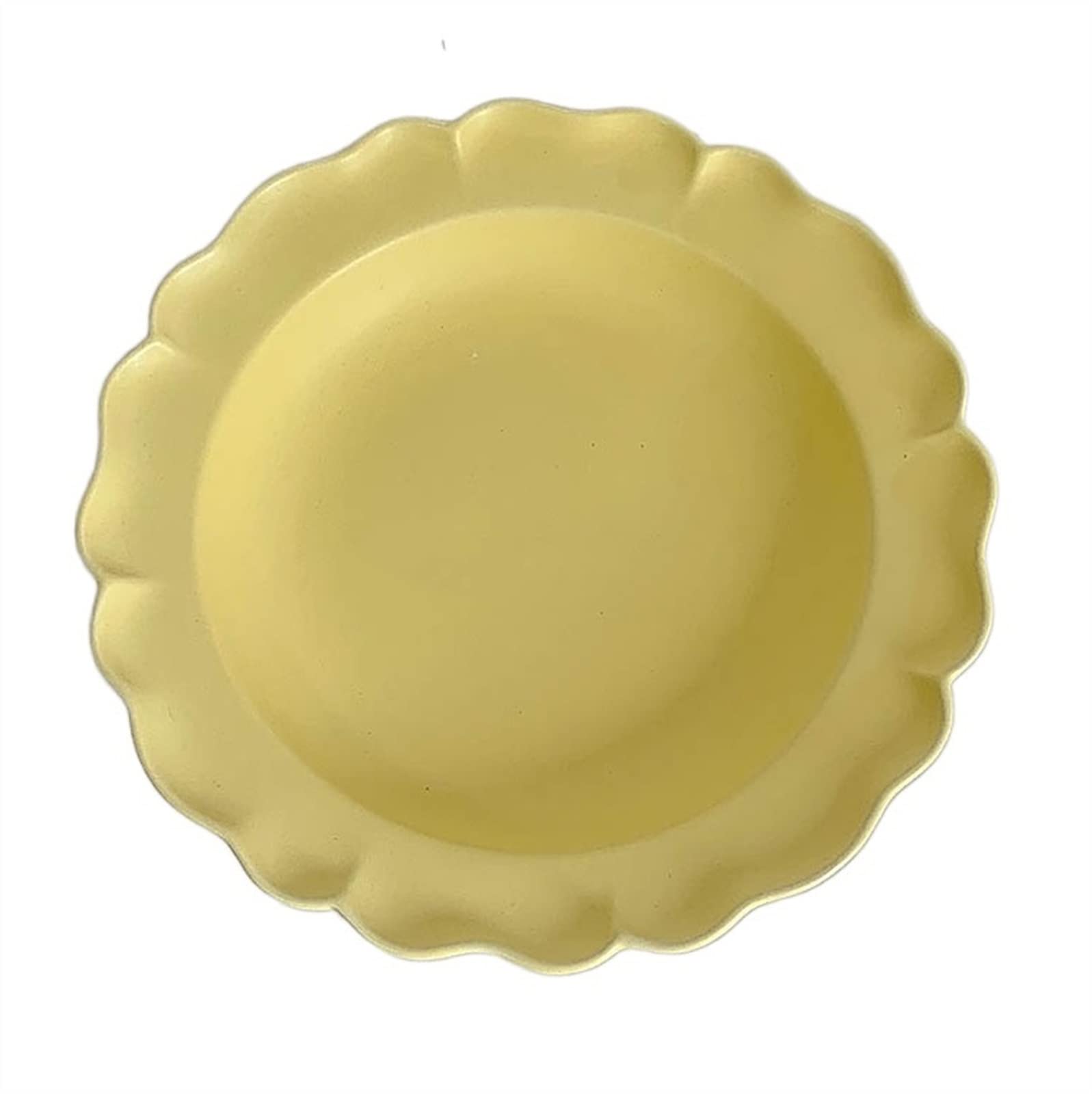 Zastawa stołowa Vintage Talerz obiadowy Czysty żółty Krem Biały Kwiat Krawędzie Talerz śniadaniowy Talerz deserowy Talerz Sałatkowy Owocowy Talerz obiadowy (żółty)