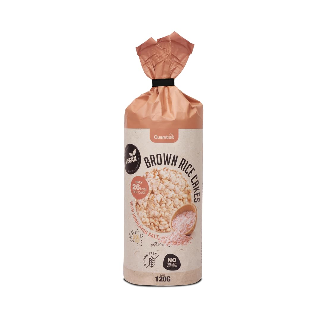 Quamtrax Nutrition - Brown Rice Cakes 120 gr x 12 - Con Sal del Himalaya - Sin gluten, saludable y ligero