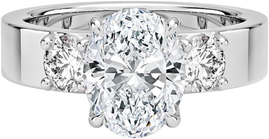 0.5-5 IGI Certified Lab Grown Diamond Ring 10K 14K 18K Solid Gold 4.4 MM Three Stone Lab Grown Diamond Engagement Ring Christmas gift for Women (Color:E-F, Clarity:VVS2)