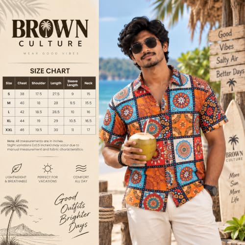 Image of BROWN CULTURE Printed Shirts for Men | Half Sleeve Shirt for Men's | Cotton Half Sleeve | Cotton Blend Shirts for Men | Casual Printed Shirt | Stylish Everyday Wear