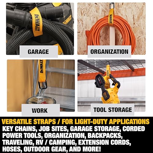 DEWALT 1.25"×12" Light-Duty Reuseable Carabiner Utility Straps, 2-Pack - image 7