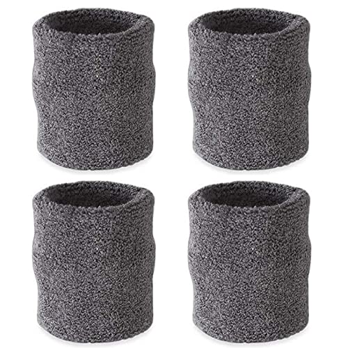 Image of Cotton Blend Play2Fit 4 Wristband (2 Pair) Soft Sweatband For All Sport, Stretchable, Sweat Absorbent Supports Wrist Made In India (Grey, 3 Inch)