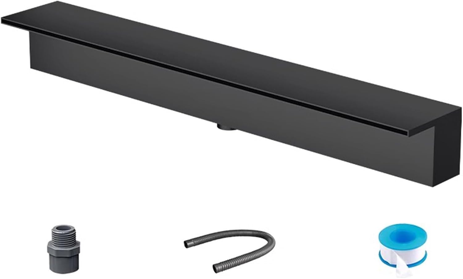 Waterfall Spillway 72 60 48 40 36 34 24 20 18 16 12 inch Wide, Garden Fish Pond Patio Deck Pool Fountain Waterfall Embedded Mounting, Heavy Duty Stainless Steel Spray Water Accessories(Black,Outlet 40