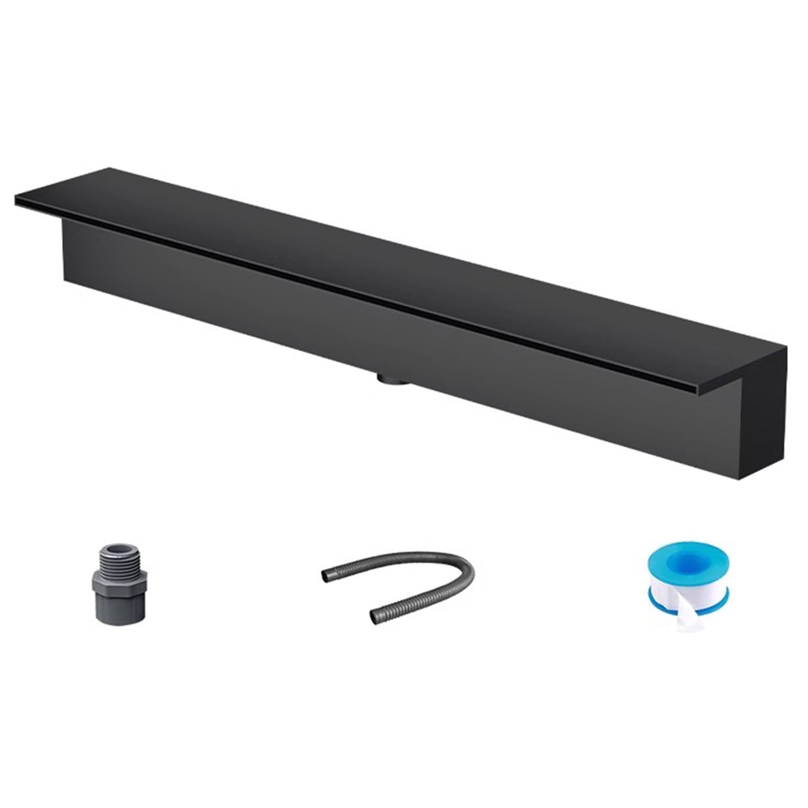 Heavy Duty Stainless Steel Waterfall Spillway for Garden Pond, Pool & Patio - Durable Embedded Fountain Spray Accessory, Black 30cm (11.8in) Outlet