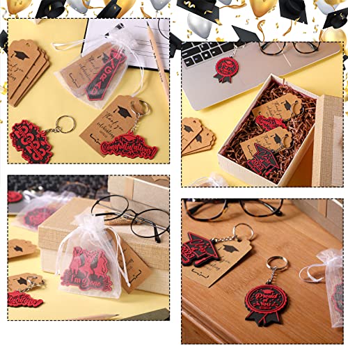 Karenhi 24 Sets Graduation Party Favors Class Of 2023 Graduation Gifts Graduation Keychains With Organza Bags Thank You Kraft Tags Graduation Gift For Grad College Guests Party Favors (Black And Red) #TOP4