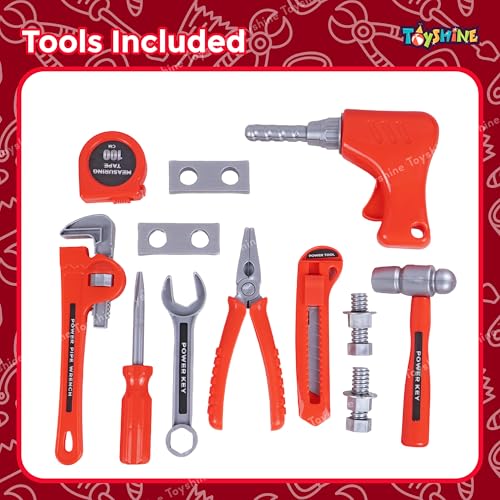 Image of Toyshine DIY Plastic Portable Tool Set Toy with Briefcase, 19 Accessories, Multicolor