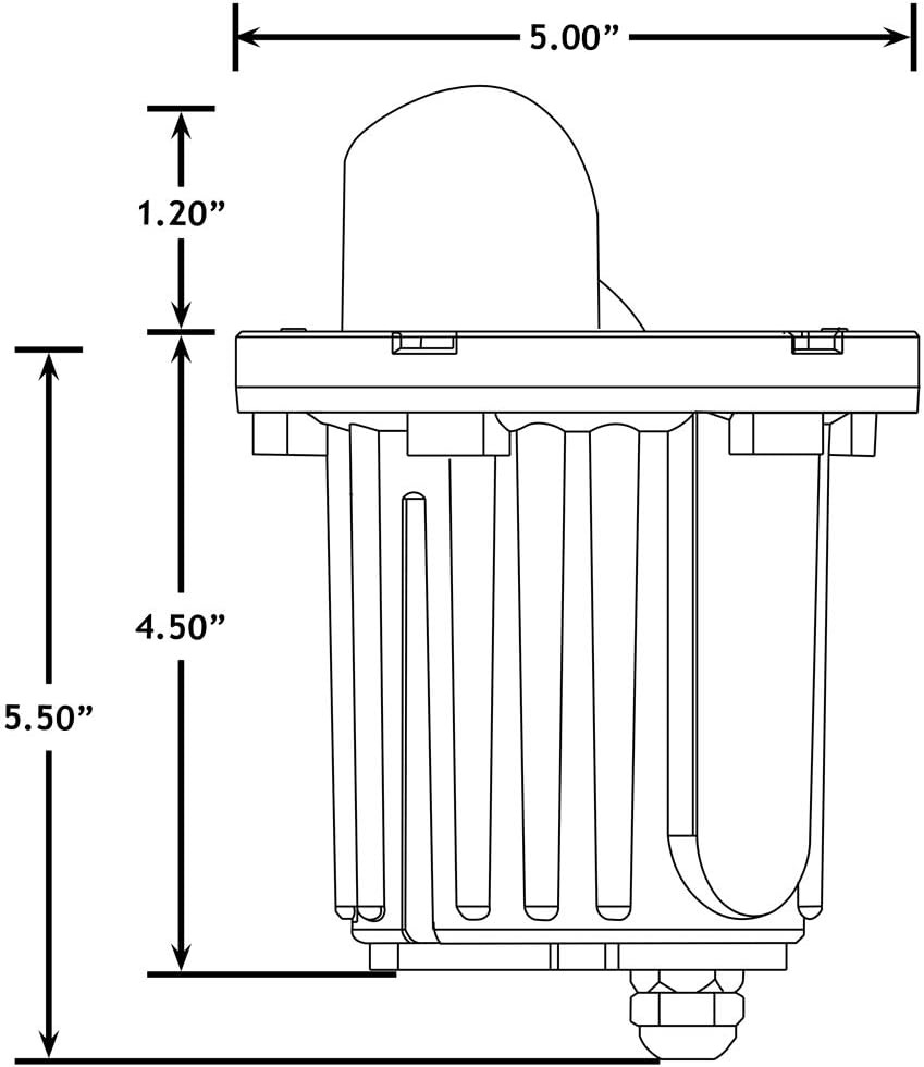 Dimensional drawing of the Lumen Logic In-Ground Well Light