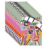 JMS we create smile Set of 24 - A3 Staple Bound Scrapbooks in 5 Assorted Colours Sheets - Activity Scrap Book Photo Albums for Children Kids & Adult