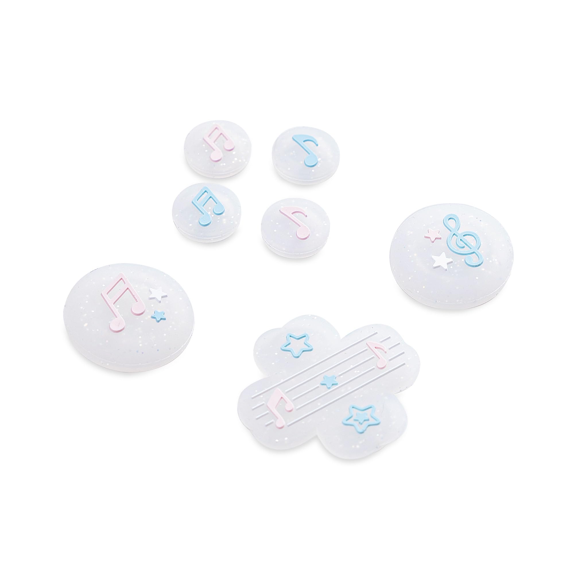 GeekShare Cute Silicone Cross D-Pad Button Caps Set Joystick Cover - ABXY Key Buttons Sticker Compatible with Switch 2/1/OLED/,4PCS (Switch 2-Memory of Music Notes)