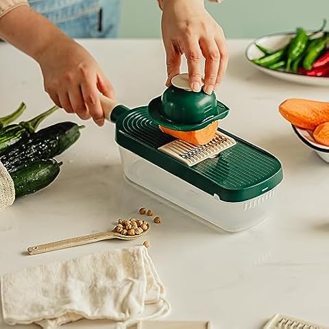 Dr.HOWS DAILY Mandoline food slicer, vegetable cutter Multi Blade Adjustable Mandoline Adjustable Vegetable Chopper Potato Fries Cutter Fruits Onion Tomato with Hand Guard(MANDOLINE SLICER) Cover