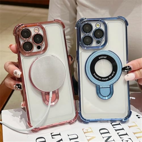 Coque support magnétique iPhone 15 Pro Max étui antichoc argent compatible induction